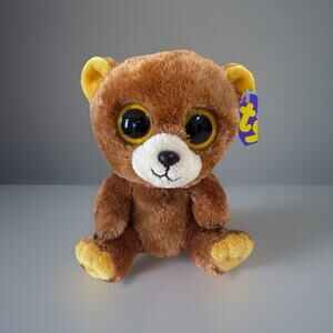 Ty 2012 Beanie Boo Honey 6" Teddy Bear Brown Solid Eyes Stuffed Animal NWT